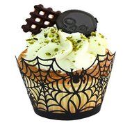 Gogoforward Halloween Cupcake Wrappers Hollow Cobwebs Cupcake Paper Baking Cup Laser Cut Design Cup Liners, Pack...