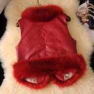 Spritech(TM) Women's Girls Fashion Winter Short Faux Fur Wool Vest PU Leather Jacket N12