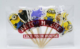 BETOP HOUSE Set of 24 Pieces Cute Despicable Me Minion Theme Party Decorative Cupcake Topper for Kids Birthday...