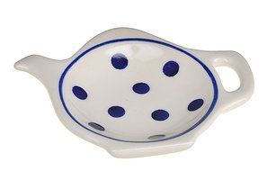 Classic Boleslawiec, Polish Pottery Hand Painted Ceramic Tea Bag Tidy, Diameter: 3.9 inch, 324-T-075
