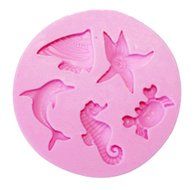 Mermaid Sea Shell Horse Fish Round Shape Cake Fordant Chocolate Silicone Molds Set of 3