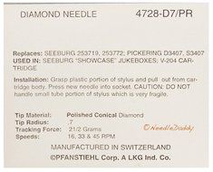 JUKEBOX NEEDLE PAIR FOR Seeburg SHOWCASE-YELLOW 728-D7/PR