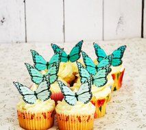 Edible Butterflies &copy; - Ombre Monarchs Turquoise- Set of 12 - Cake and Cupcake Toppers, Decoration