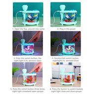 460ml Mini Ultrasonic Fish Tank Air Humidifier with USB Powered LED Night Light for Home Room Bedroom Office (... N13