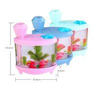 460ml Mini Ultrasonic Fish Tank Air Humidifier with USB Powered LED Night Light for Home Room Bedroom Office (... N14