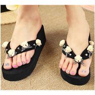 KAKA(TM) Women's Fashion Rhinestone Glitter Studded Crystal Flower Thong Sandals Flip Flops Sandals&pound;&uml;Black&pound;&copy;-8