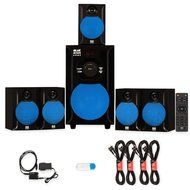 Blue Octave B51 Home Theater 5.1 Speaker System with USB Bluetooth Optical Input and 4 Extension Cables