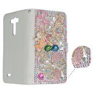 Spritech(TM) PU Leather Bling Phone Case For ZTE ZMAX Z970,Handmade Silver Crystal Rose Butterfly Accessary Design... N7