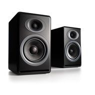 Audioengine P4 Premium Passive Bookshelf Speakers (Black) with DS2 Desktop Speaker Stands (Black)