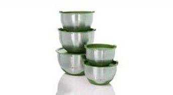Simply Ming 10-Piece Stainless Steel Mixing Bowl Set - Green