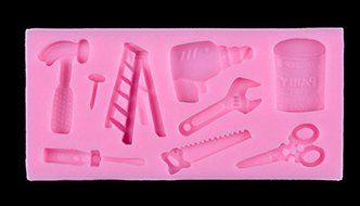 Tools Silicone Cake Fondant Mold Topper Hammer Spanner Baking Mould Decorating