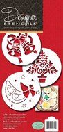Designer Stencils C164 Christmas Cookie Stencils (Christmas Tree - Angel - Bells), Beige/semi-transparent