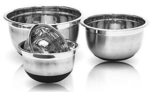 4 Pcs Stainless Steel German Mixing Bowls Set with Non-Skid Silicone Bottoms
