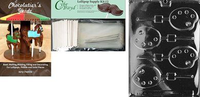 Cybrtrayd Palette Lolly Jobs Chocolate Mold with Lollipop Supply Bundle of 50 Lollipop Sticks, 50 Cello Bags,...