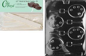 Cybrtrayd Palette Lolly Jobs Chocolate Mold with Lollipop Supply Bundle of 50 Lollipop Sticks, 50 Cello Bags,... N2