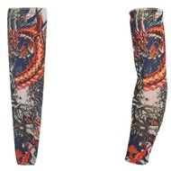 KAKA(TM) 2 pcs (A pair)Dragon Design Fake Temporary Tattoo Arm Cover up Sleeves Body Art Arm Stockings Accessories N8