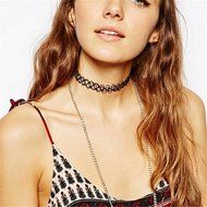9 PCS Womens Black Velvet Choker Necklace for Girls Lace Choker Tassel Gothic Tattoo Necklace N5