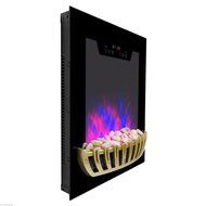Wall Mount Tempered Glass Electric Fireplace Heat Touch Screen Timer 2 Setting N15