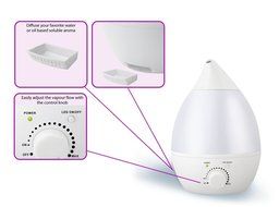 Magnet Ultrasonic Mist Humidifier with LED Light, Auto Shut-off, 1.3 L, White N3