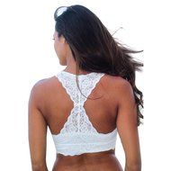 PHOTNO Women White Lace Wrapped Chest Gather Vest N2