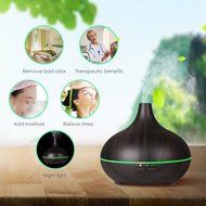 Victsing 150ml Mini Ultrasonic Aroma Essential Oil Diffuser, Wood Grain Cool Mist Humidifier for Office Home Study... N7