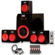 Acoustic Audio AA5180 Home 5.1 Bluetooth Speaker System with Optical Input and 5 Extension Cables N2