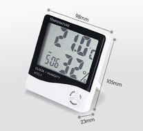 Digital LCD Thermometer Hygrometer Temperature Humidity Meter Gauge Clock Alarm N6