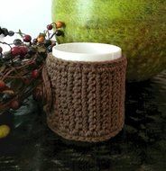 Coffee Mug Cozy Cotton Brown