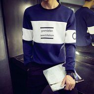 Spritech(TM) Men's Fashion Comfort Winter Space Cotton Hoodie Round Collar Pullover Sweatshirt Navy XXL N8