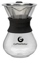 Coffee Gator Hand Drip Coffee Maker - 1-2 Cup 10z Carafe with Permanent Stainless Steel Filter