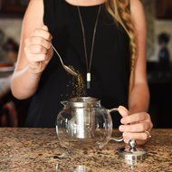 Glass Teapot By Kitchen Temptations - Microwavable and Stove top Tea Kettle and Tea Pot Strainer With Stainless...