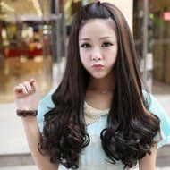 Spritech(TM) New Stylish Light Brown Fluffy Realistic Half Head Wig Long Wavy Curly Hair Wig Fiber Synthetic Women...