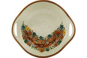 Polish Pottery Bowl with Handles 12-inch UNIKAT N2