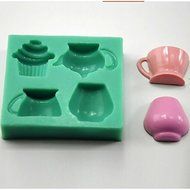 Sher Teapot Teacup Cupcake Shaped Fondant Cake Mould Chocolate Silicone Mold/Decoration Tools For Kitchen Baking N2