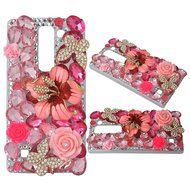 Spritech(TM) Bling Clear Phone Case For LG spirit h440 C70/LG Escape 2/LG Logos/LG Spirit 4G LTE,3D Handmade Rose... N54