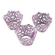 Aiyaya Filigree Artistic Muffin Case Cupcake Paper Cup Liners Little Vine Lace Laser Cupcake Wrappers for Wedding...