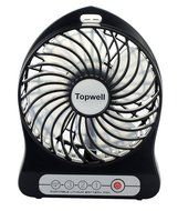 Topwell&reg; 4-inch Vanes 3 Speeds Electric Portable Mini fan Rechargeable Desktop Fan Battery/ USB Powered Laptop... N9