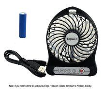 Topwell&reg; 4-inch Vanes 3 Speeds Electric Portable Mini fan Rechargeable Desktop Fan Battery/ USB Powered Laptop... N10
