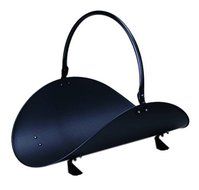 19" Black Wood Basket with Fold Down Handle