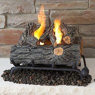 Real Flame 18-inch Convert-To-Gel Cast Concrete Log, Metal Grate and Lava Rock Set