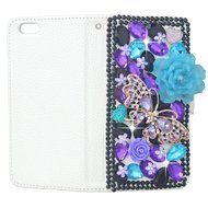 KAKA(TM) 3D Handmade Colorful Black Pulple Blue Rhinestone Crystal PU Leather Stand Folding Protective Case Big... N13