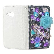 KAKA(TM) 3D Handmade Colorful Black Pulple Blue Rhinestone Crystal PU Leather Stand Folding Protective Case Big... N14