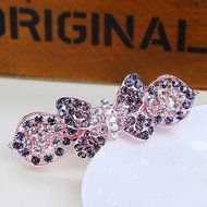 KAKA(TM) Women Girl Korean Stylish Rhinestone Four Petals Flower Pattern Rhinestone Hair Spring Clip Hairpin Sweet... N4
