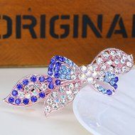 KAKA(TM) Women Girl Korean Stylish Rhinestone Four Petals Flower Pattern Rhinestone Hair Spring Clip Hairpin Sweet... N5