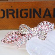 KAKA(TM) Women Girl Korean Stylish Rhinestone Four Petals Flower Pattern Rhinestone Hair Spring Clip Hairpin Sweet... N7