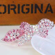 KAKA(TM) Women Girl Korean Stylish Rhinestone Four Petals Flower Pattern Rhinestone Hair Spring Clip Hairpin Sweet... N8