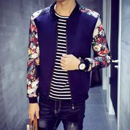 Spritech(TM) Men's Fashion Comfort Autumn Outcoat Stand Collar Casual Jacket Navy XXL N8