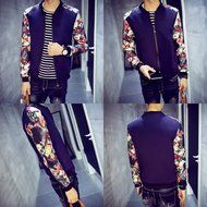 Spritech(TM) Men's Fashion Comfort Autumn Outcoat Stand Collar Casual Jacket Navy XXL N9