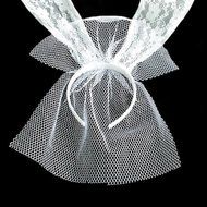 Spritech(TM) Women's Girls Fashion Lace Lone White Bunny Ears with Veil Hair Band Head Band for Catwalk Shows... N15