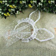 Spritech(TM) Women's Girls Fashion Lace Lone White Bunny Ears with Veil Hair Band Head Band for Catwalk Shows... N18
